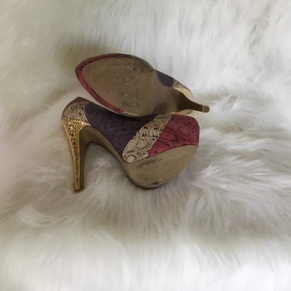 Qupid Multicolor Snake Skin Heels Size 6 - Picture 6 of 6